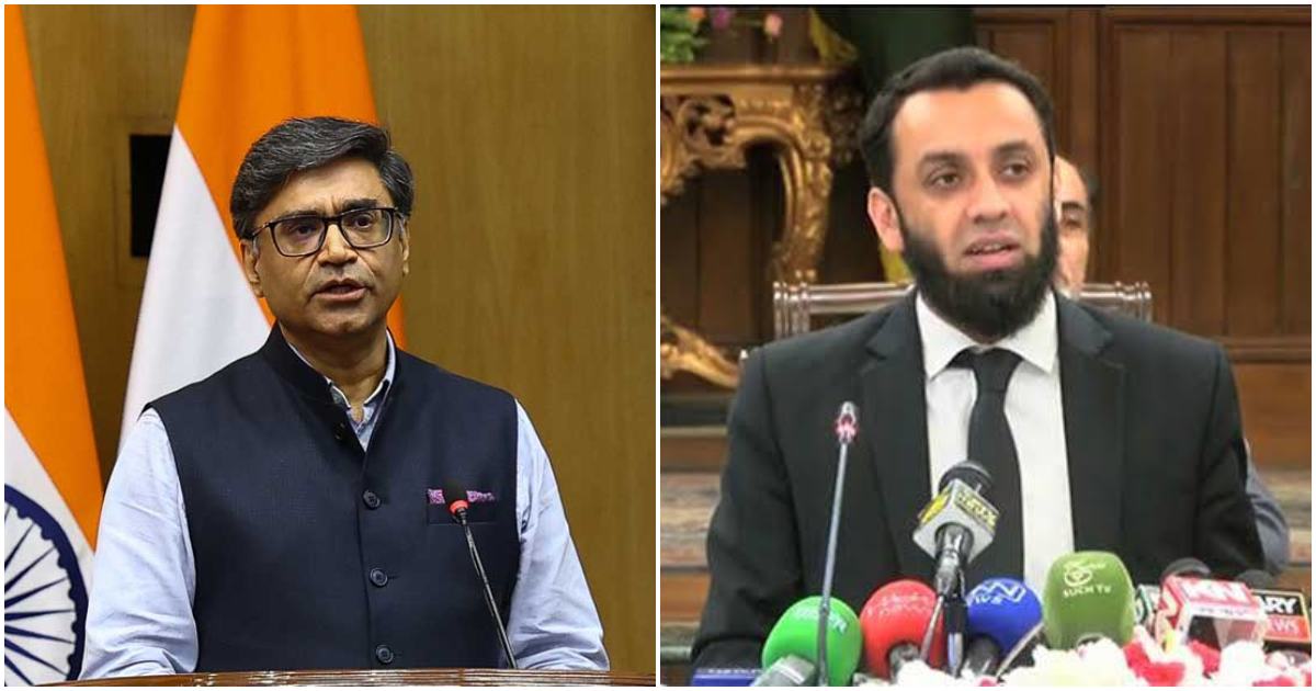 ভারতের পররাষ্ট্র সচিব বিক্রম মিশ্রি ও পাকিস্তানের তথ্যমন্ত্রী আতাউল্লাহ তারার। ছবি: রয়টার্স ও হাম ইংলিশ